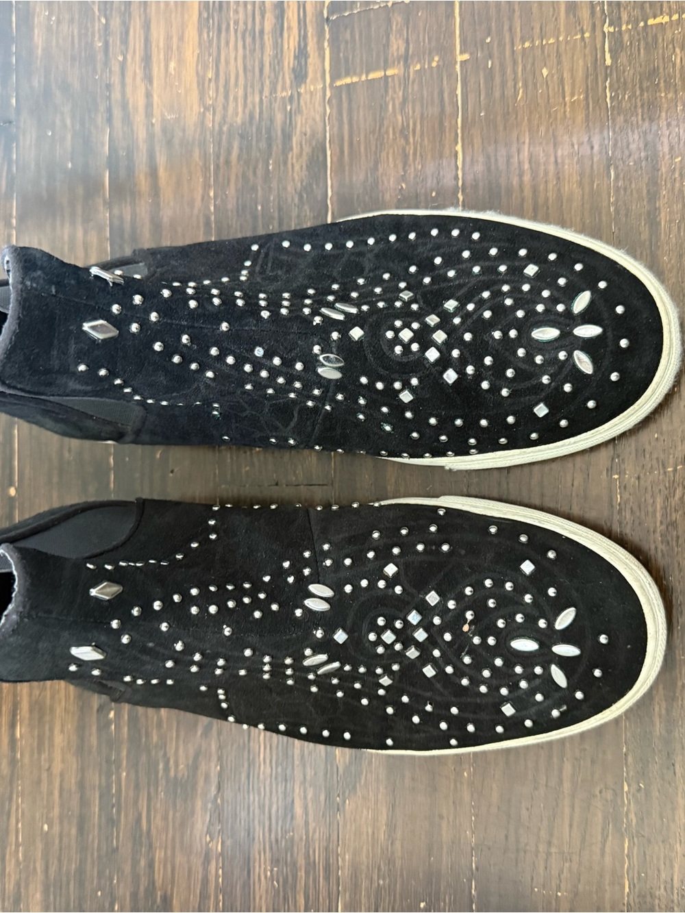 Black Studded Suede Slip-On Women’s Sneakers